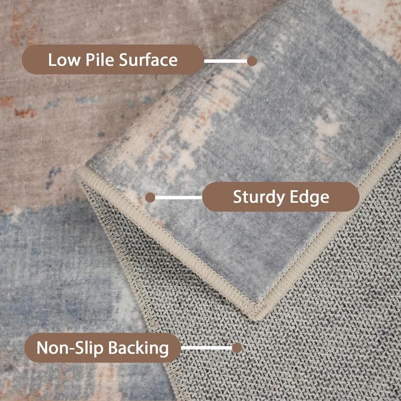 Mcow Modern Abstract Machine Washable Low Pile Area Rugs - 8'X10'