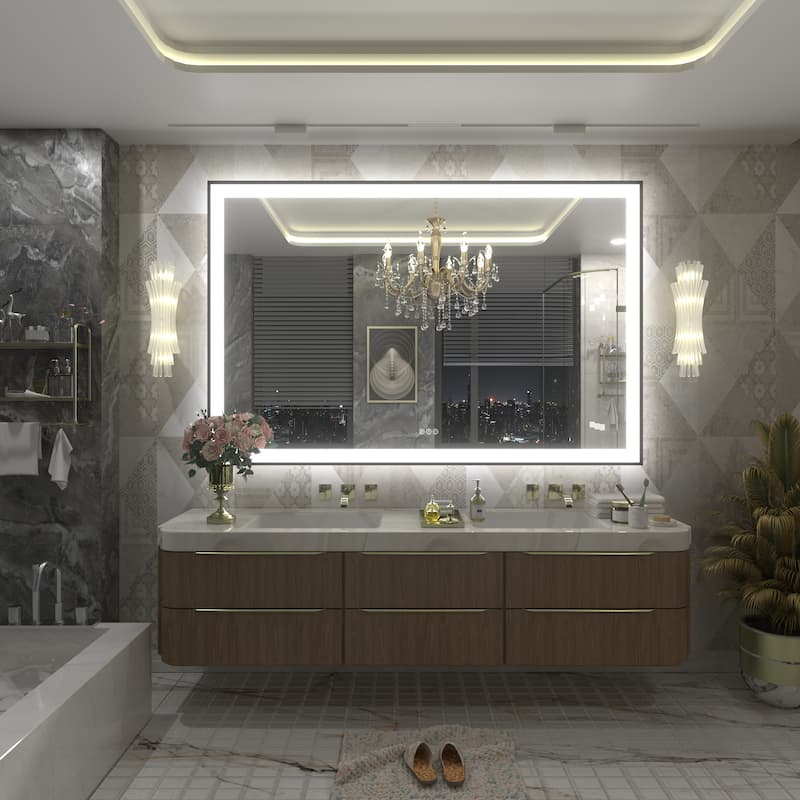 Front & Back LED Anti-Fog Tempered Glass Framed Bathroom/Vanity Mirror 3-Year Warranty