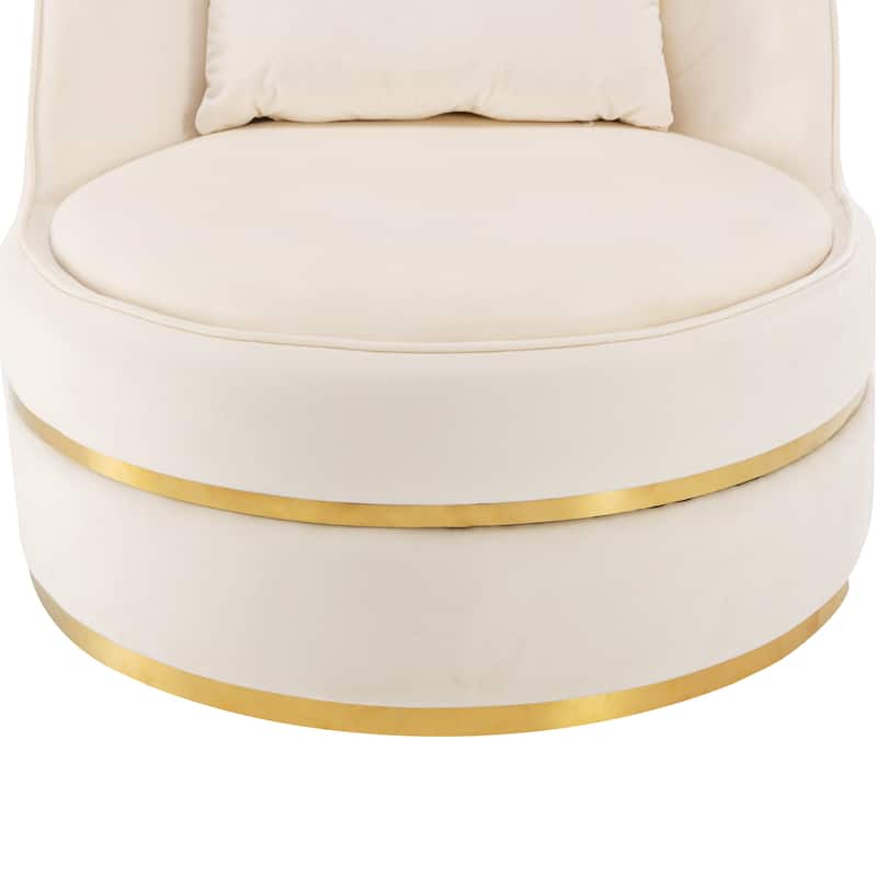 360 Degree Swivel Accent Chair Velvet Modern Upholstered Barrel Chair Over-Sized Soft Chair