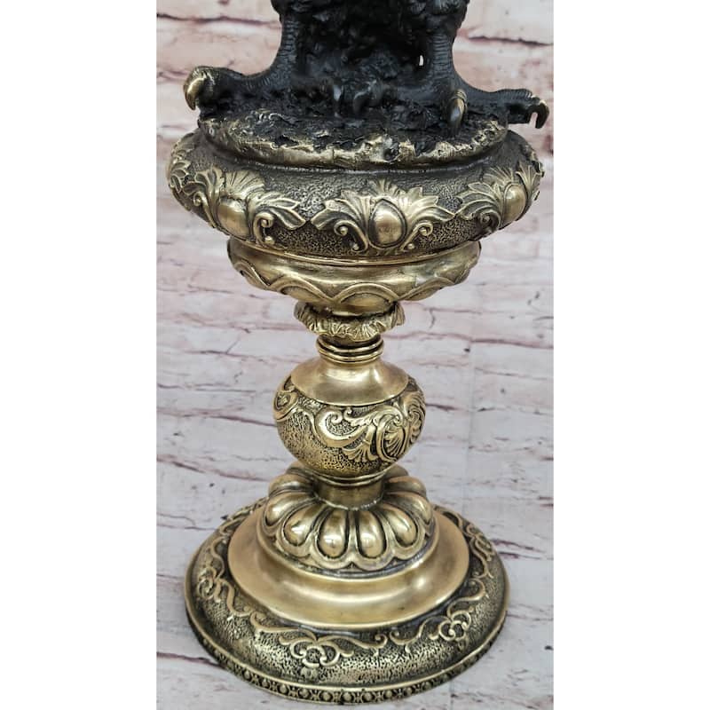 Hot Cast Bronze Eagle On Golden Pedestal Signed Original Wildlife Birds Art By Milo