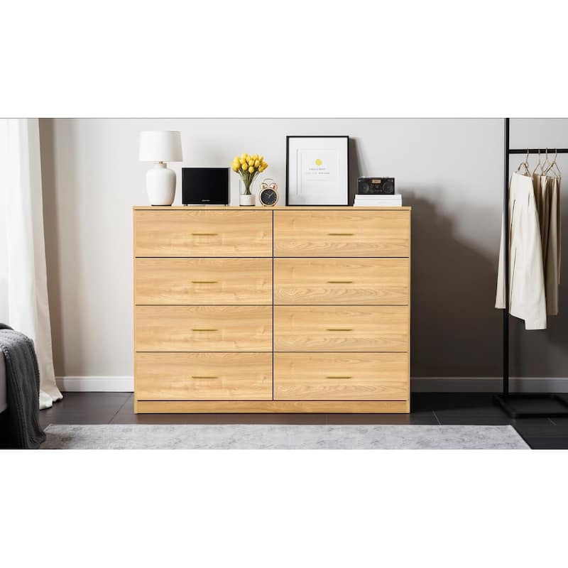 Modern 8-Drawer Dresser For Bedroom-Ample Storage Wide Chest Of Drawers,Sturdy & Safe