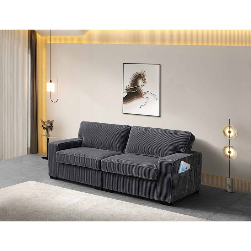 Square Arm Corduroy Sofa