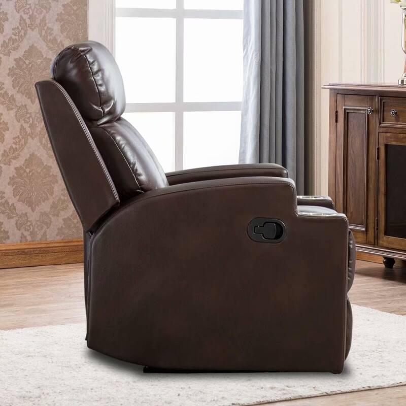 EBELLO-Breathable PU Leather Recliner Chair with 2 Cup Holders