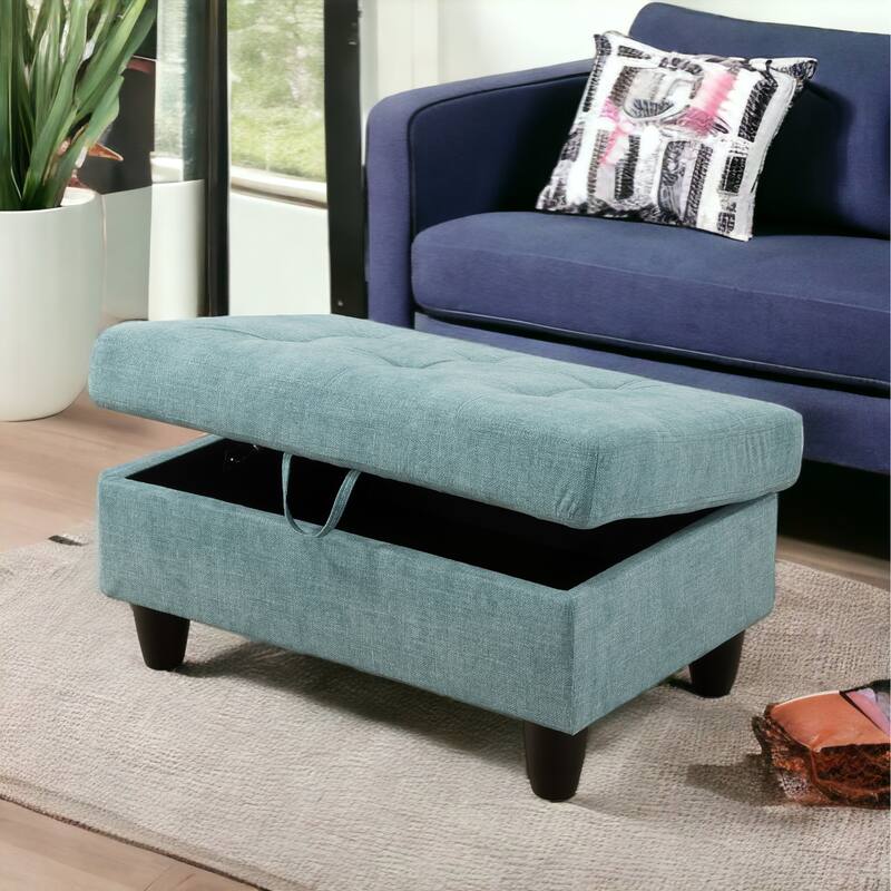 KISRAIS 34" Wide Upholstered Storage Ottoman