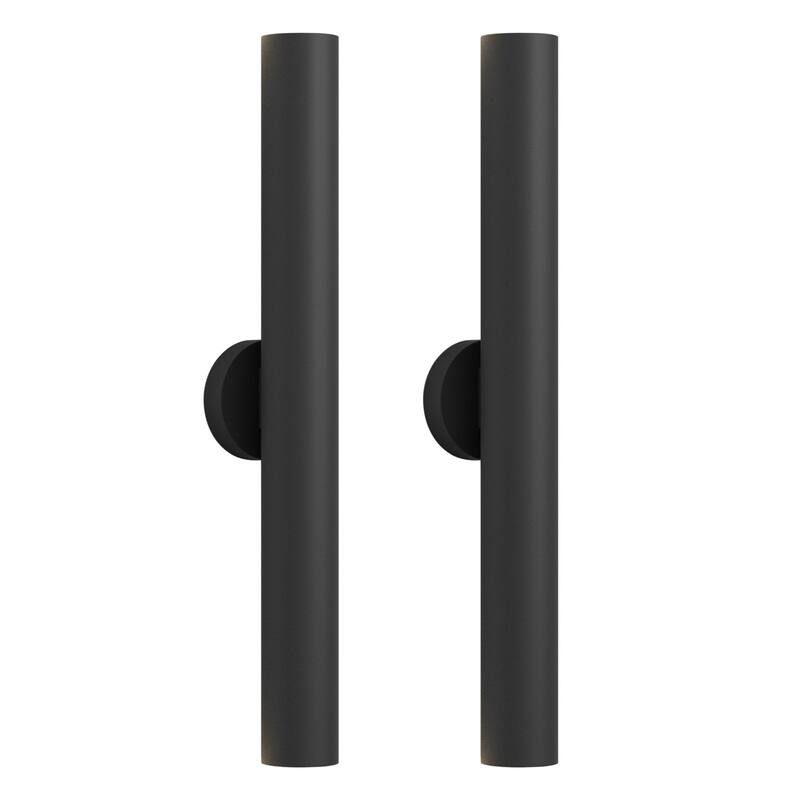 LamQee Modern Black Aluminum Cylinder LED Outdoor Wall Lights - 28 inch/2Pack