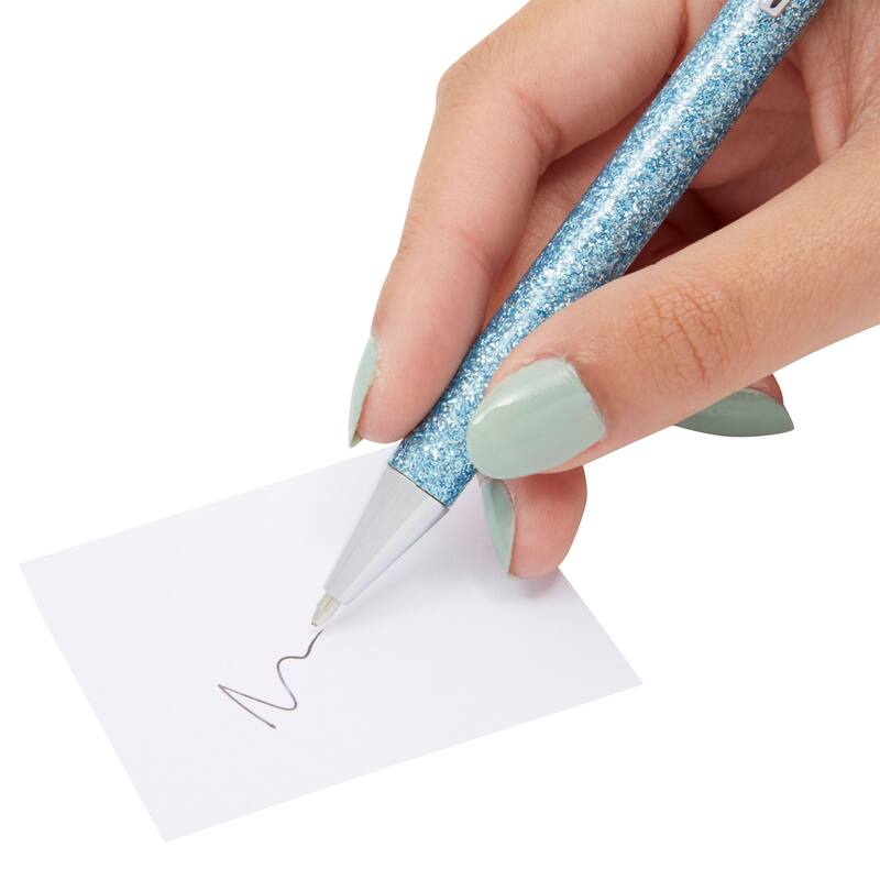 Paper Junkie 8 Pack Glitter Metal Retractable Pens, Sparkle Ballpoint Set for Office Supplies, Black Ink