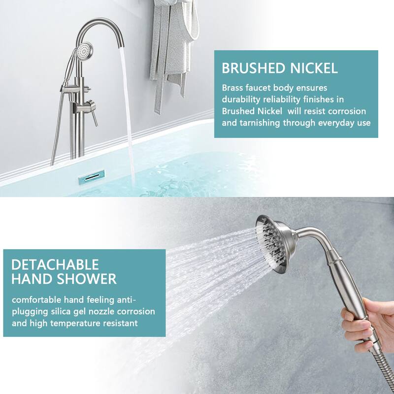 Vanityfair Floor Mount Freestanding Bathtub Faucet Tub Filler with Hand Shower