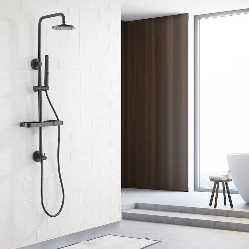 38"H 6 in Exposed Rain Shower Set With Handheld Shower (Valve Not Included)