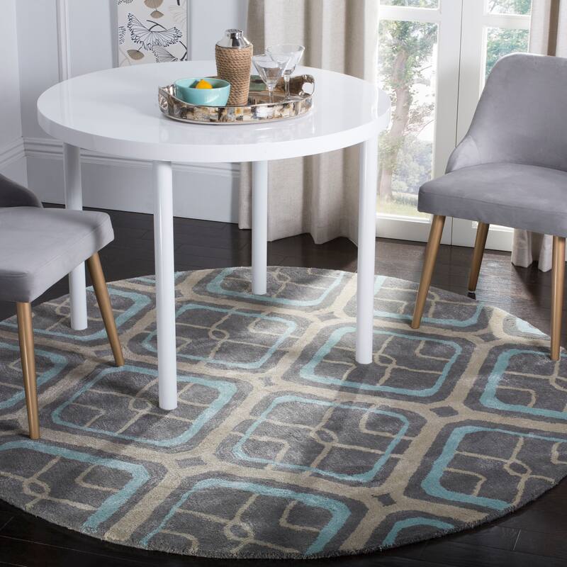 SAFAVIEH Handmade Soho Katelynn N.Z. Wool/ Viscose Rug - 6' Round - Grey/Multi