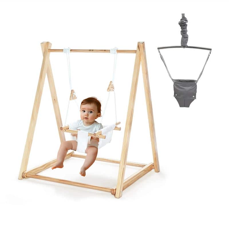 36.6 In. Foldable Swing Set With Stand Premium Montessori For Baby And Toddler