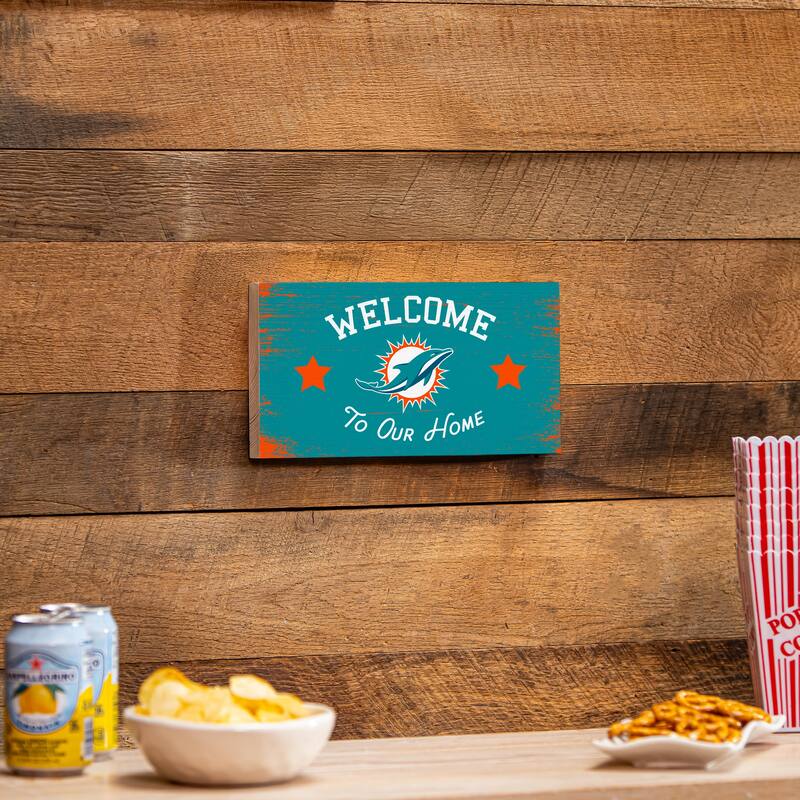 Miami Dolphins Wooden Door Decor Wall Sign - Multi-Color
