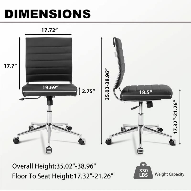 Armless Ergonomic Office Chair Modern Swivel Chair for Home & Office