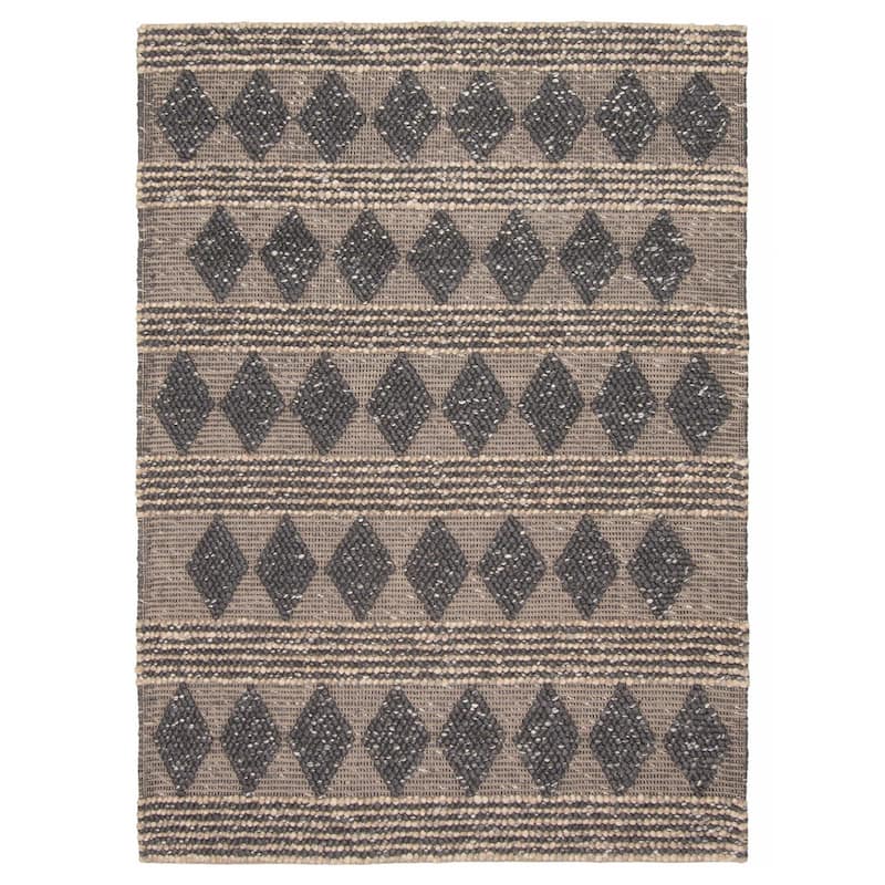 ECARPETGALLERY Braid weave Sienna Dark Grey Wool Rug - 5'0 x 6'10 - Grey - 5'0 x 6'10