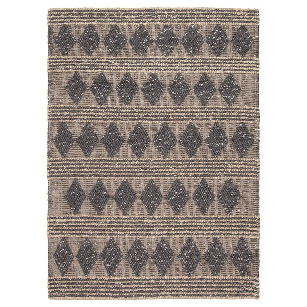 ECARPETGALLERY Braid weave Sienna Dark Grey Wool Rug - 5'0 x 6'10