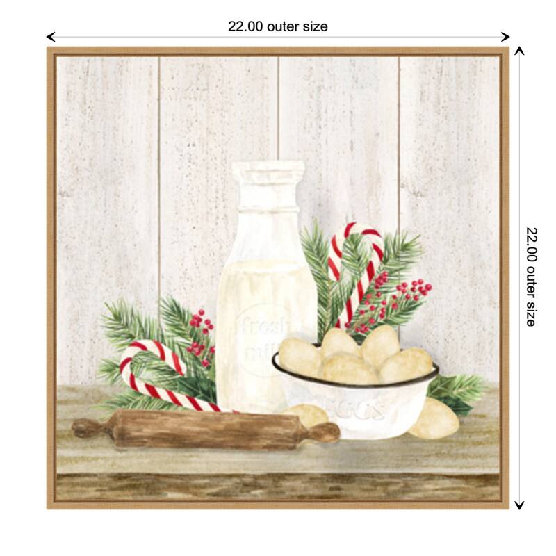 Christmas Kitchen II by Tara Reed Canvas Art Framed - 22 x 22 in