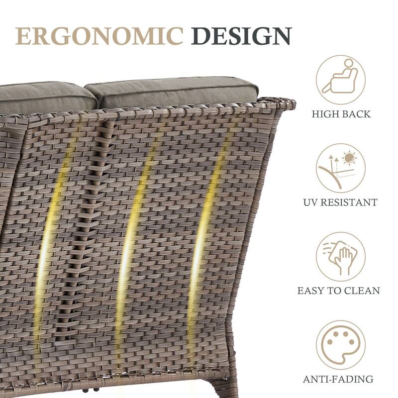 Arcadia 6-Piece PE Wicker Patio Seating Set with Durable All-Iron Fire Pit and 6-Inch Cushions