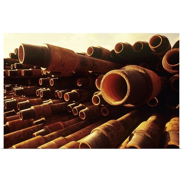 "Stack of oil rig drill pipe" Poster Print