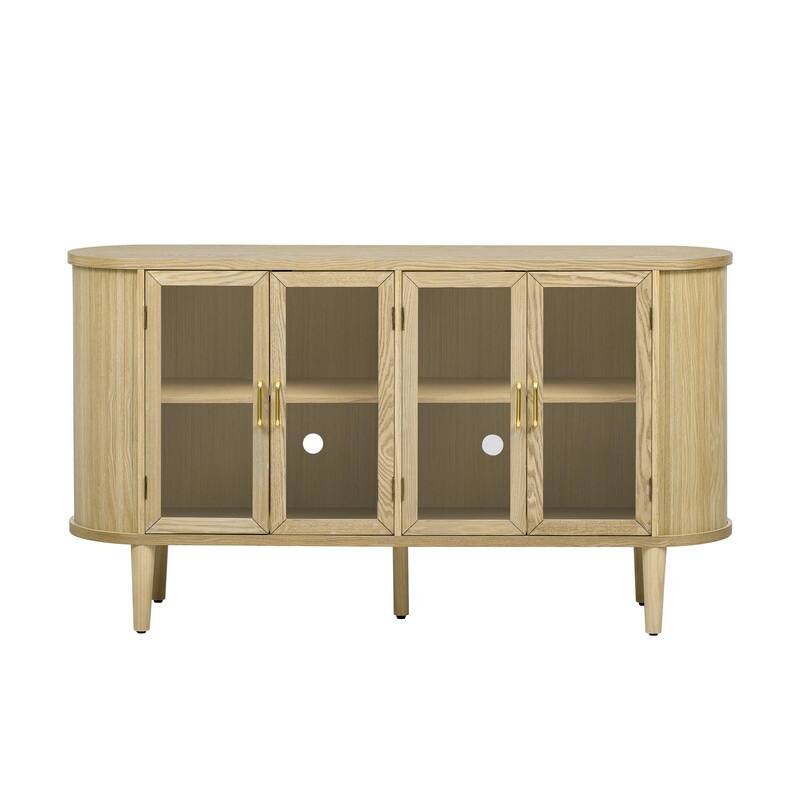 Farmhouse 60" Sideboard Cabinet with Glass Doors Adjustable Shelves for Stylish Kitchen Storage