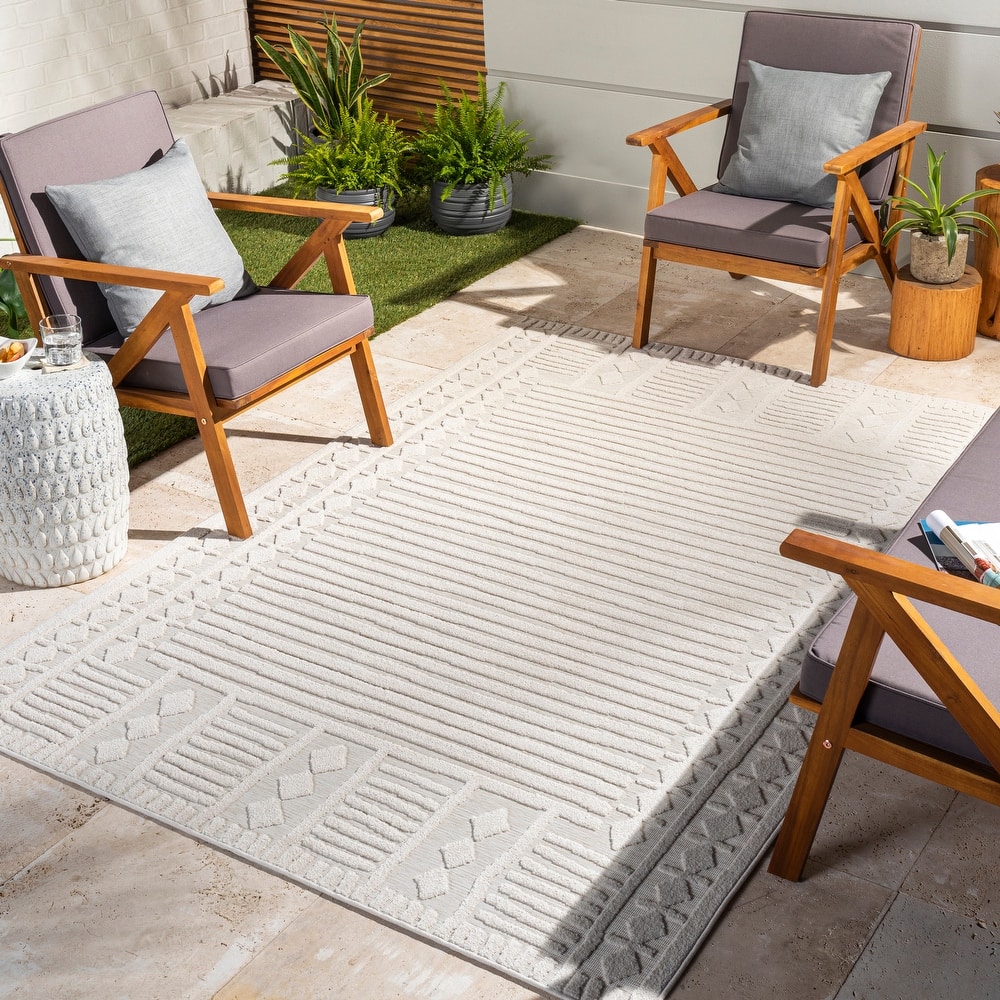 Livabliss Kaidi Global Stripe Outdoor Area Rug