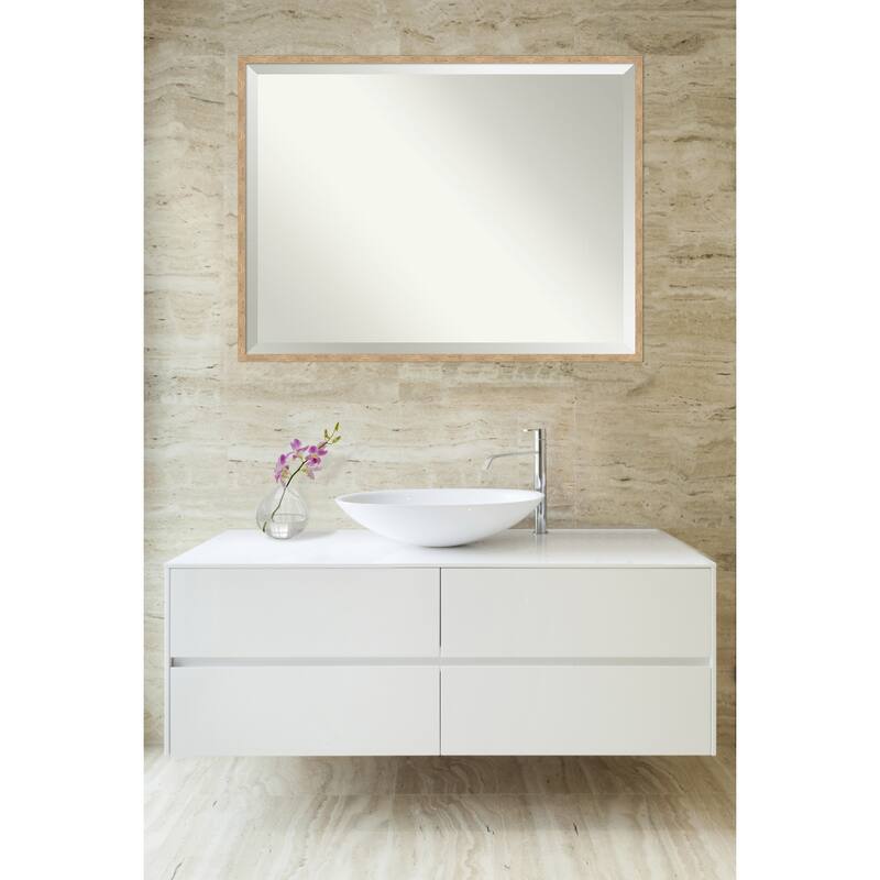 Imprint Beveled Wood Framed Bathroom Vanity Wall Mirror