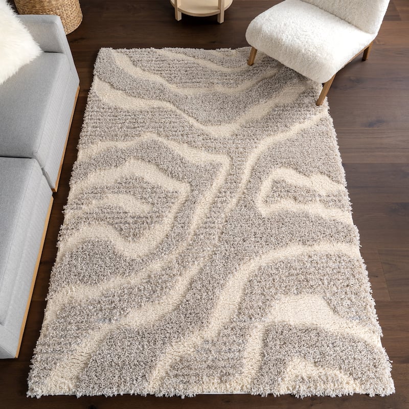 Nuloom Evelyn Glam Abstract Shag Area Rug - 4' x 6' - Grey - Rectangle