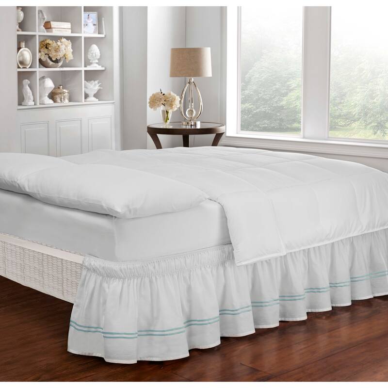 Copper Grove Barron River Easy Fit Adjustable Baratta Stitch Embroidered 18-inch Drop Bed Skirt
