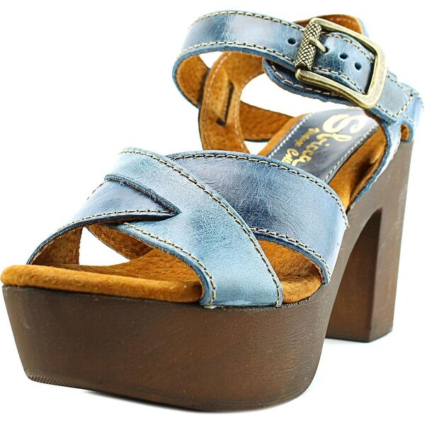 Sbicca Blackwell Women Open Toe Leather Blue Platform Sandal