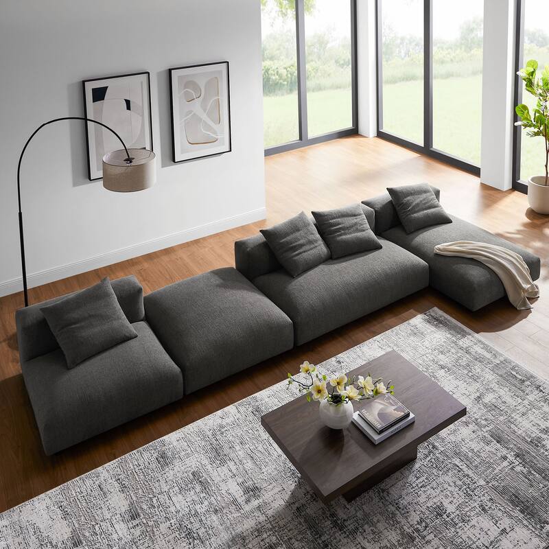Solace 4-Piece Modular Upholstered Fabric Sectional Sofa
