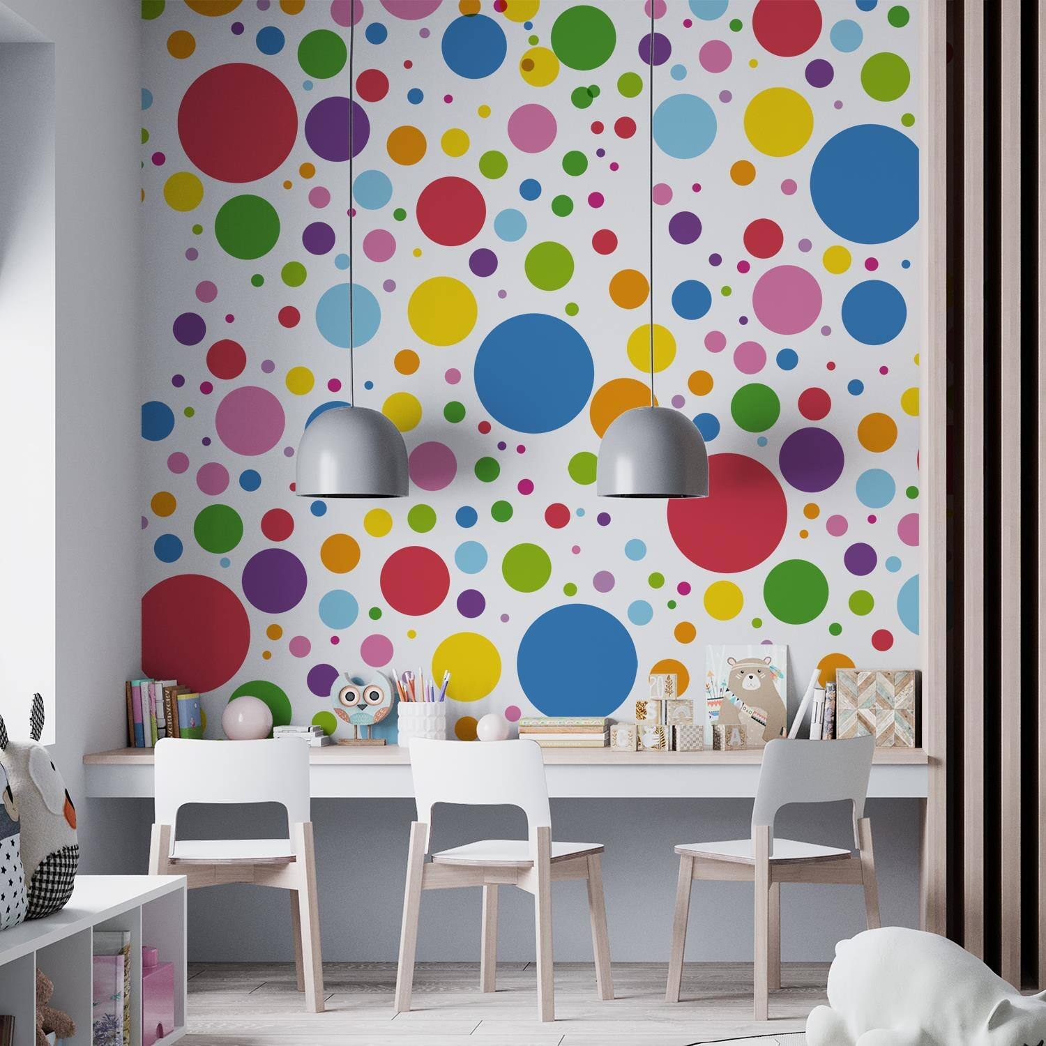 Happy Circles Primary Colours Kid Wall Stickers Nursery Decals DIY Art ...
