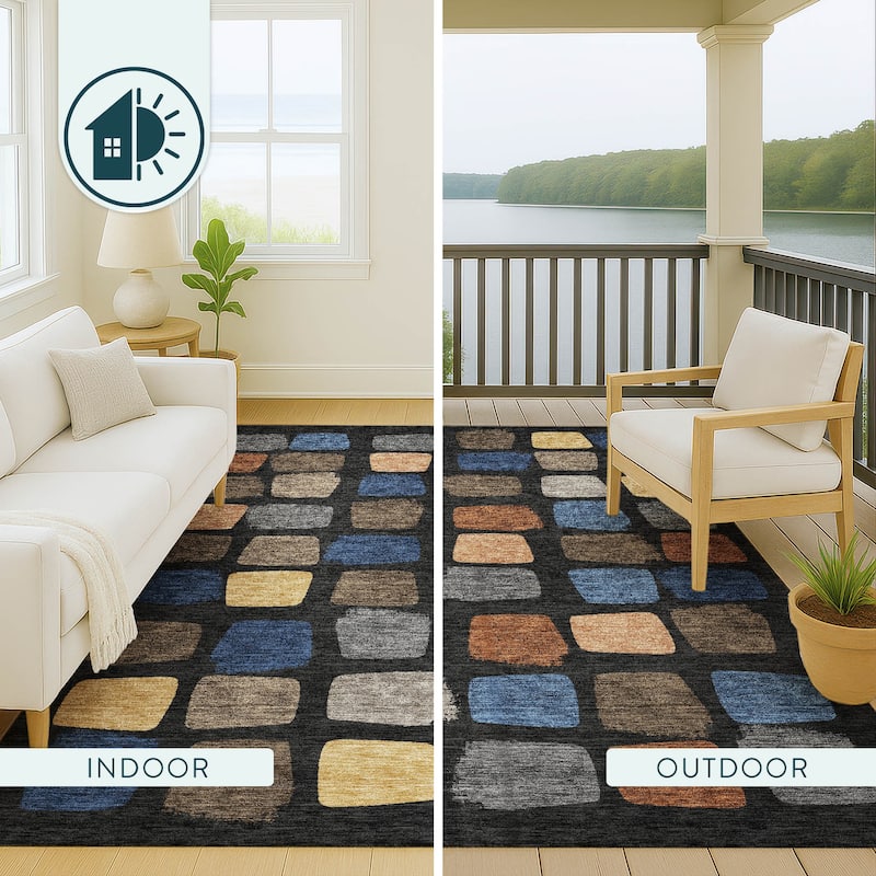 Machine Washable Indoor/ Outdoor Casual Hoppy Chantille Rug