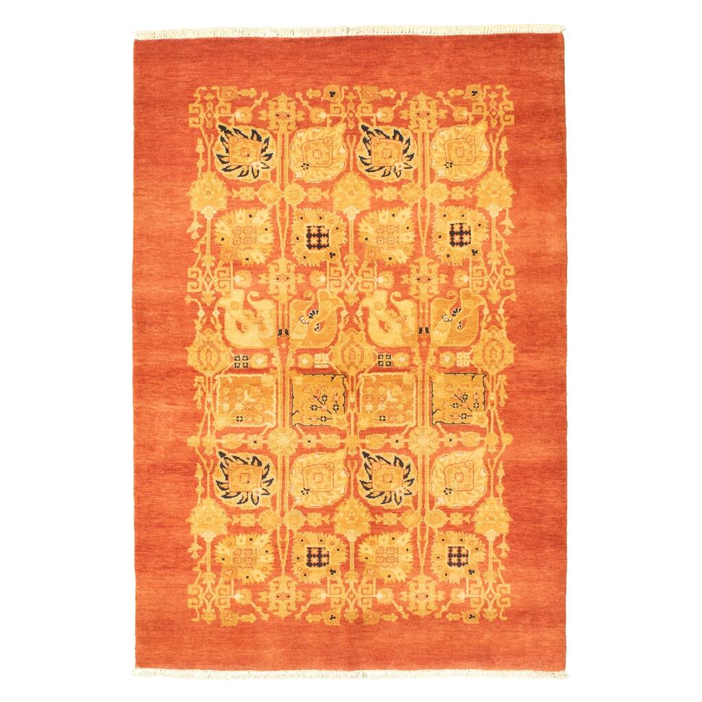 Hand-knotted Pako Persian Copper Wool Rug - 4'1" x 6'1"/4'1 x 6'1