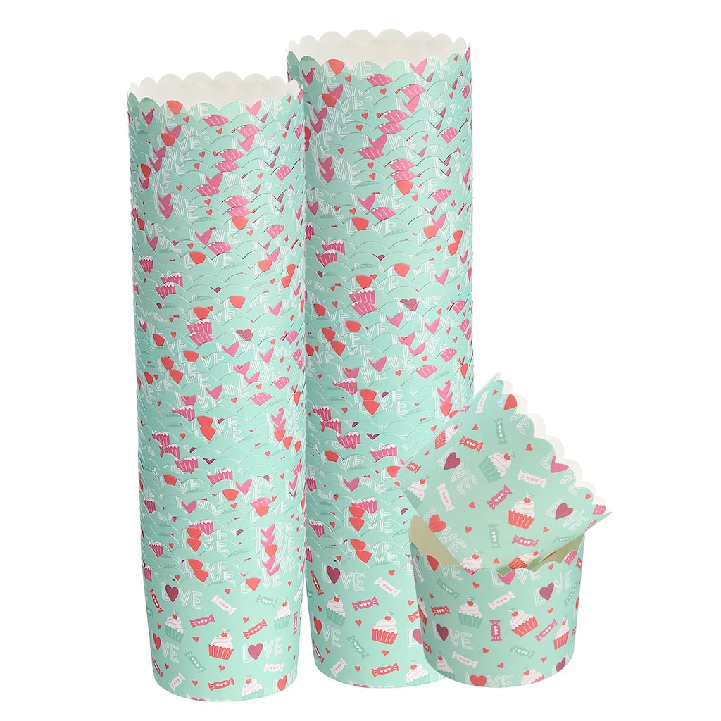 100Pcs Paper Baking Cups Cupcake Muffins Liner Wrappers Cake LOVE Pattern