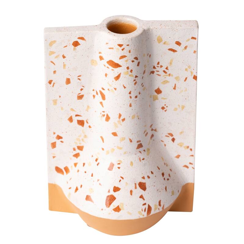 Urbino Handmade Ceramic Vase - White Terrazzo/Terracotta