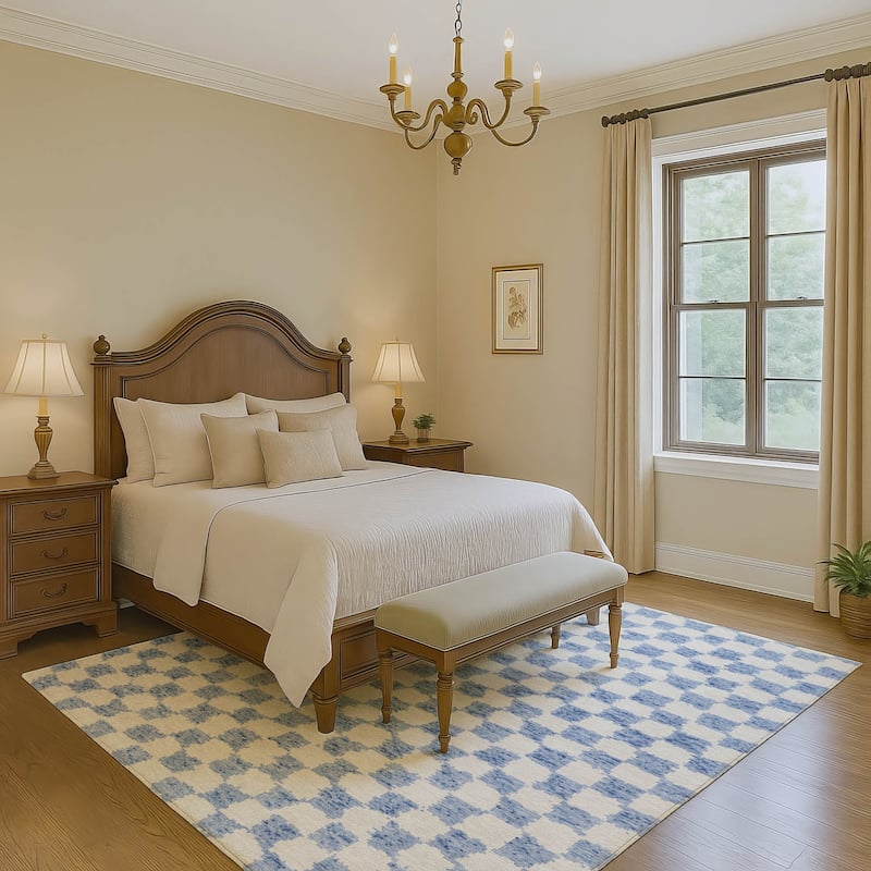 Premium Washable Super Soft Casual Checkered Mayfield Rug