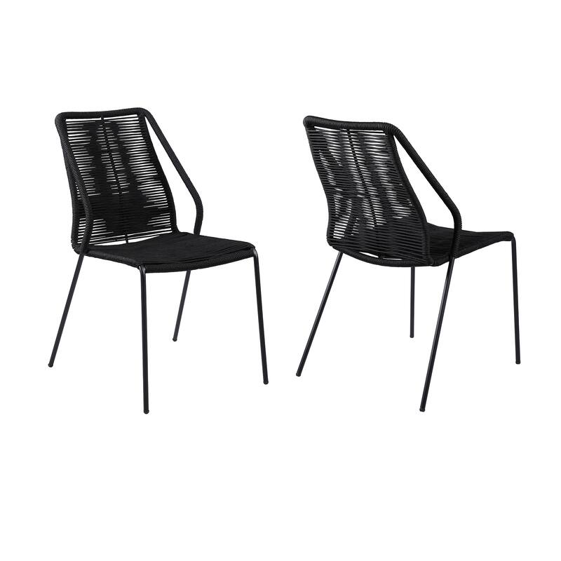 Clip Rope and Steel Indoor Outdoor Stack Dining Chairs - Set of 2