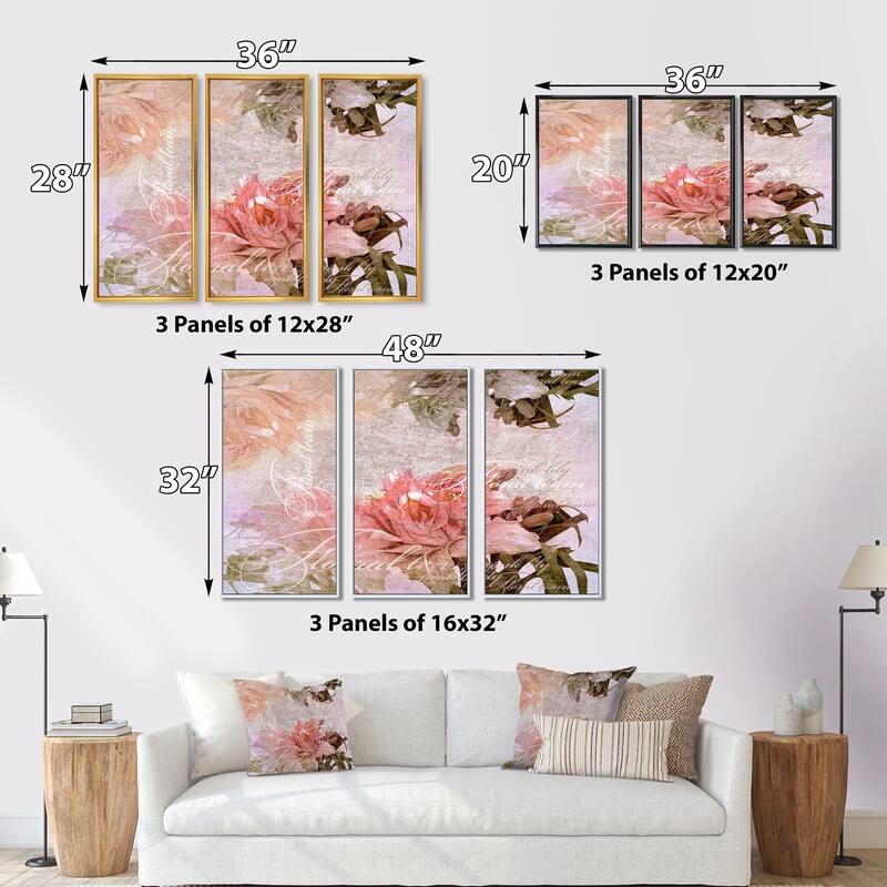 Designart "Vintage Flowers In Pastel Colours" Traditional Framed Art