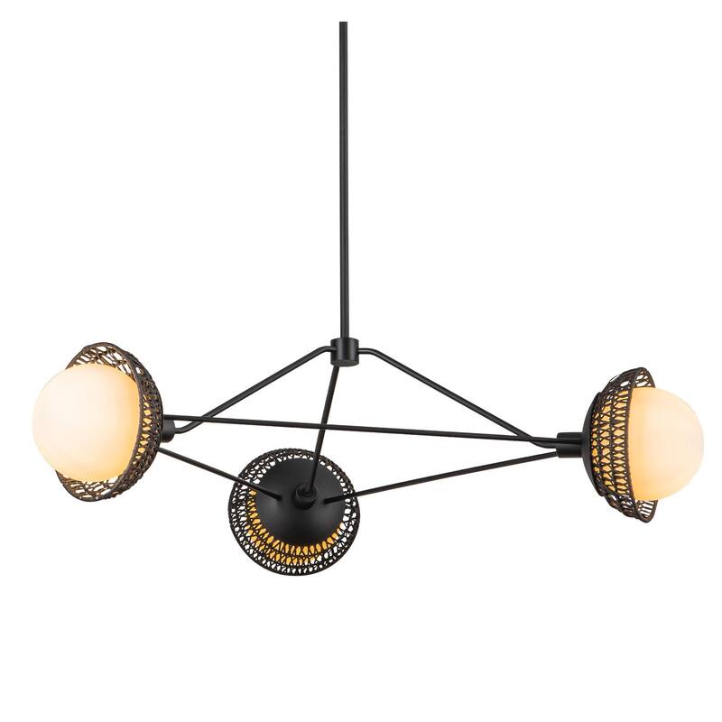 Alora Lighting CH490340 Perth 3 Light 40" Wide Chandelier - Matte Black / Opal Glass