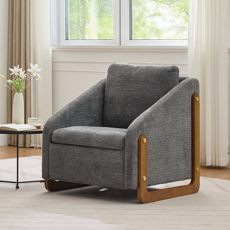 Accent Chair with Ergonomic Backrest, Upholstered Armchair with Nailhead Trim, Leisure Chair with Cushioned Seat