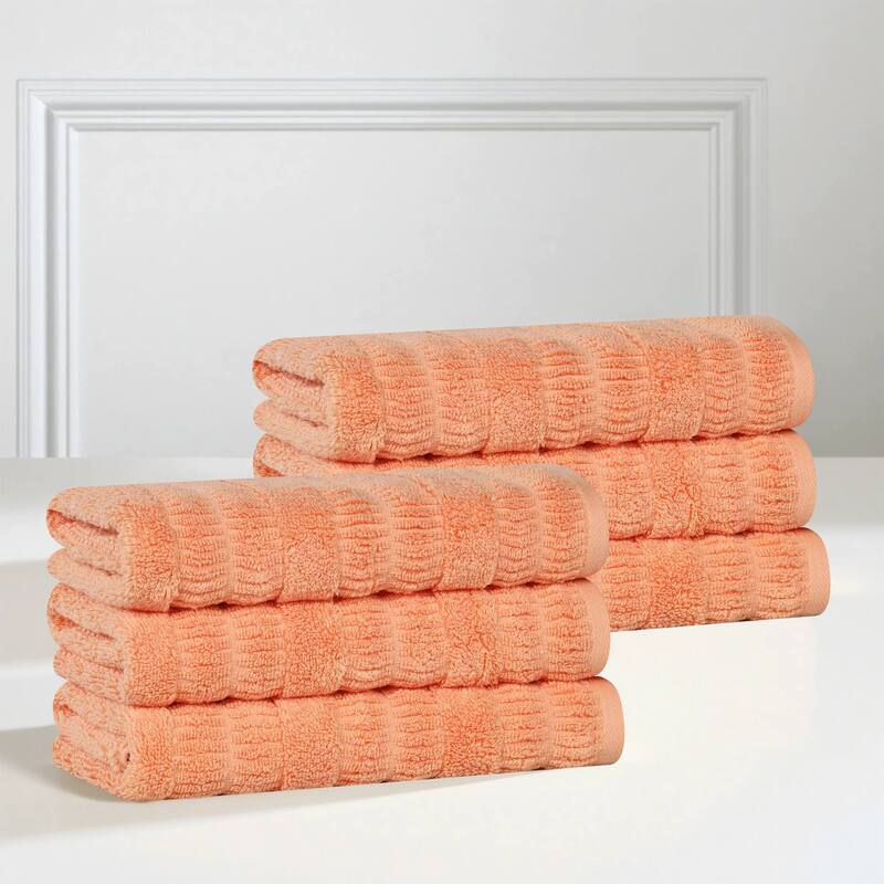 Superior Mika Smart Twist Viscose Cotton Blend Hand Towels, Set of 6 - Peach