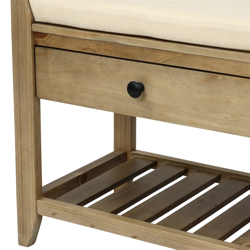 Shoe Rack with Cushioned Seat and Drawers, Multipurpose Entryway Storage Bench