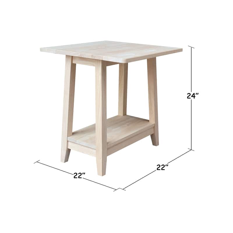 Square Solid Wood Drop Leaf Side Table