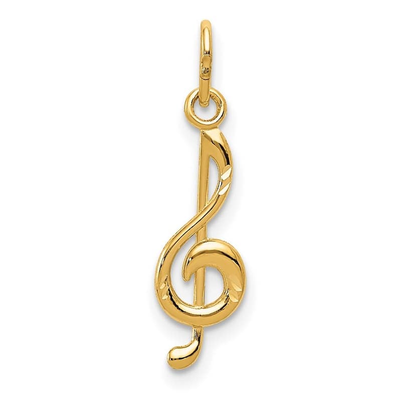 Curata 14k Yellow Gold 18" Polished Music Note Pendant Necklace