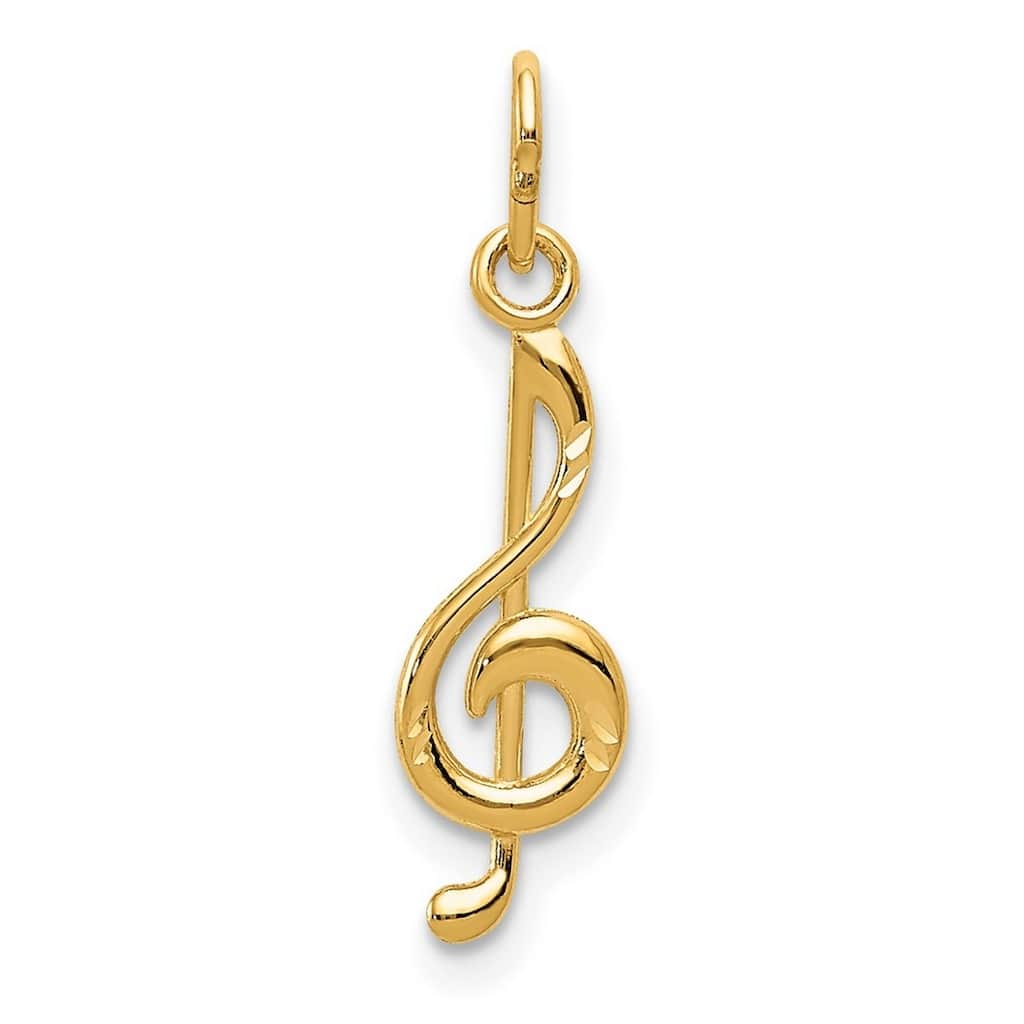 Curata 14k Yellow Gold 18" Polished Music Note Pendant Necklace