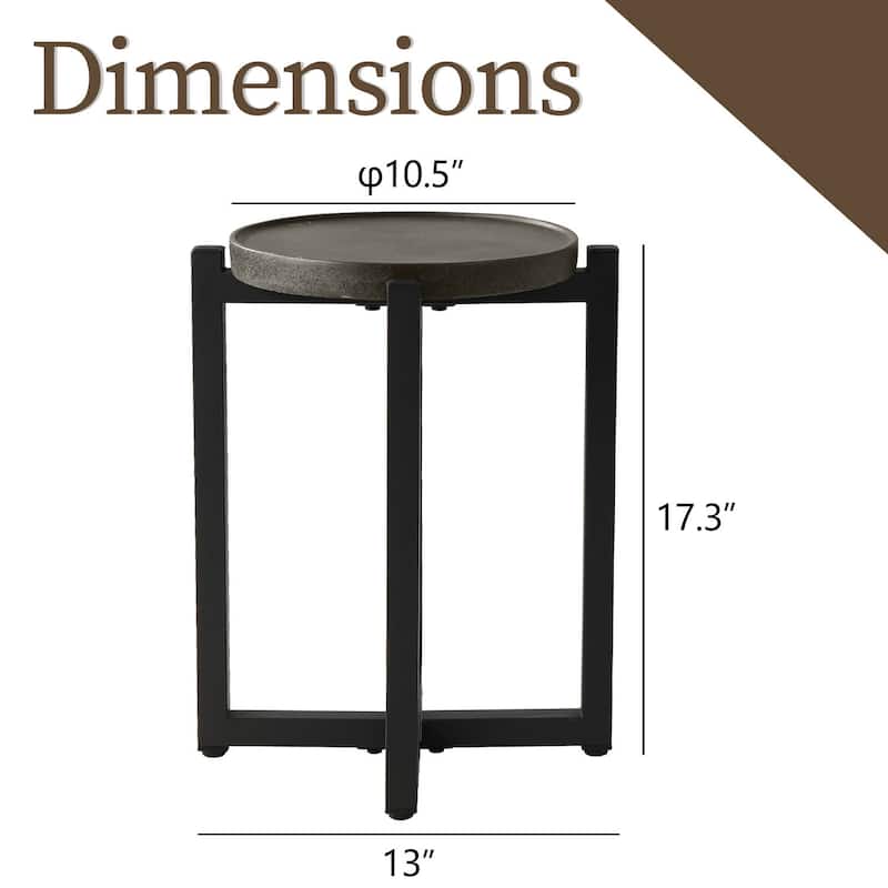 COSIEST Outdoor Patio Round Dark Grey Metal Coffee Table
