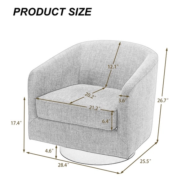dimension image slide 4 of 5, Modern 360°Swivel Accent Chairs Barrel Armchairs