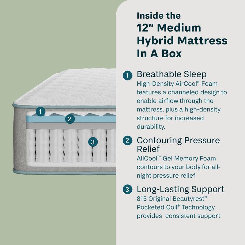 Beauty Sleep Slumber Time 12" Hybrid Medium Mattress in a Box