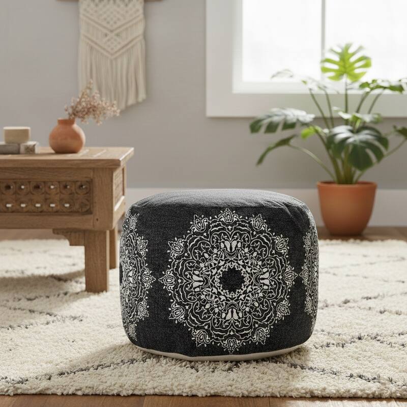 Sevita Boho Chic Mandala Medallion Pouf Ottoman