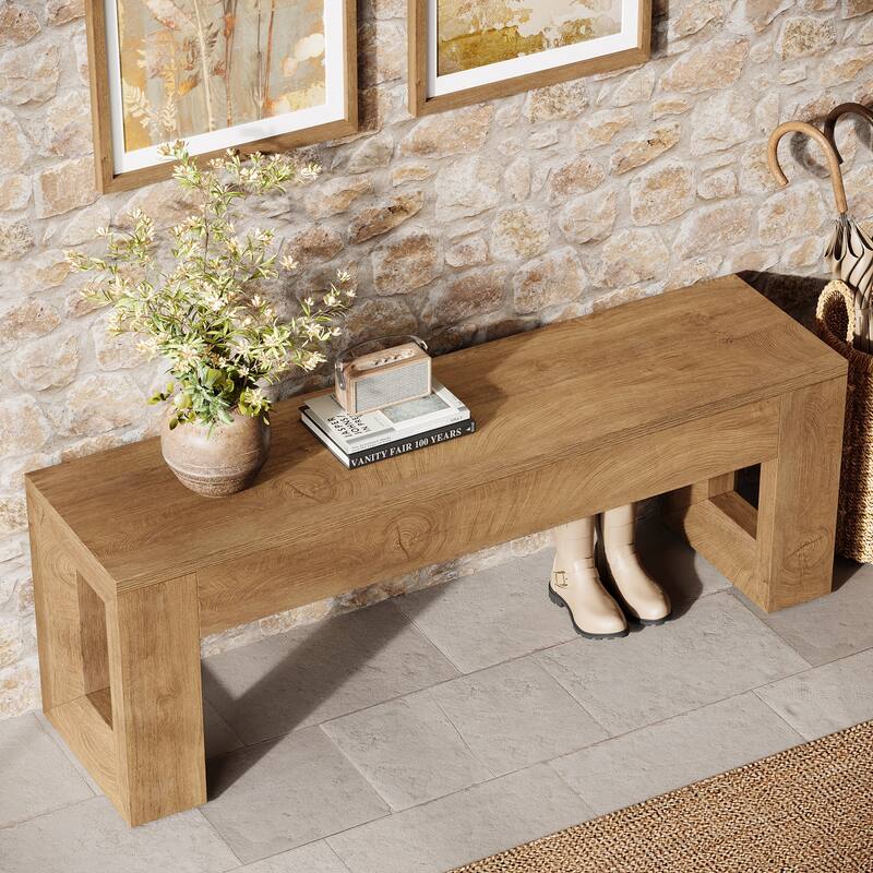 47 Inch Shoe Bench for Entryway / Living Room / Bedroom, Farmhouse Style - 47.24" W x 11.81" D x 18.11" H