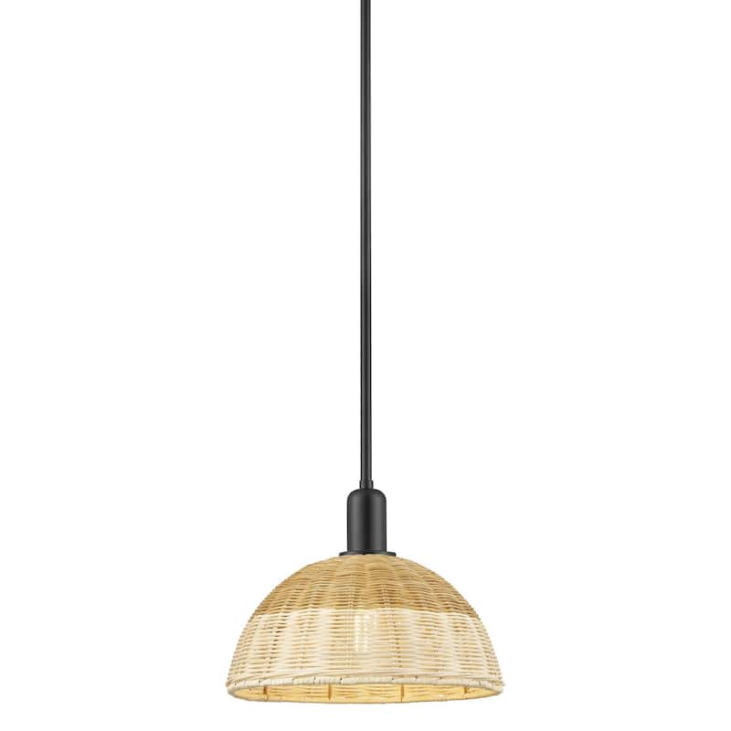 Innovations Lighting 716-1S-14-12 Natural Ballston Dome Pendant - Matte Black / Natural