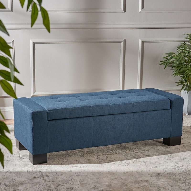 50.25" Storage Bench, Storage Ottoman Bench with Safety Hinge, Upholstered Entryway Bench with Seating for Bedroom